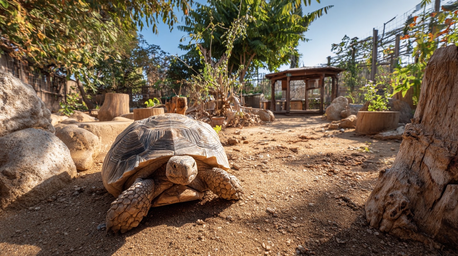 Habitat idéal pour tortue avec terrarium ou enclos extérieur adapté